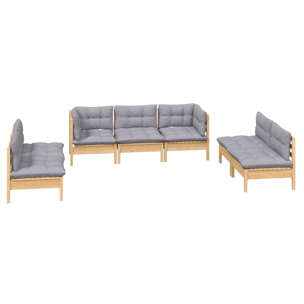 vidaXL Ensemble de salon 7 pièces avec des coussins gris à vert