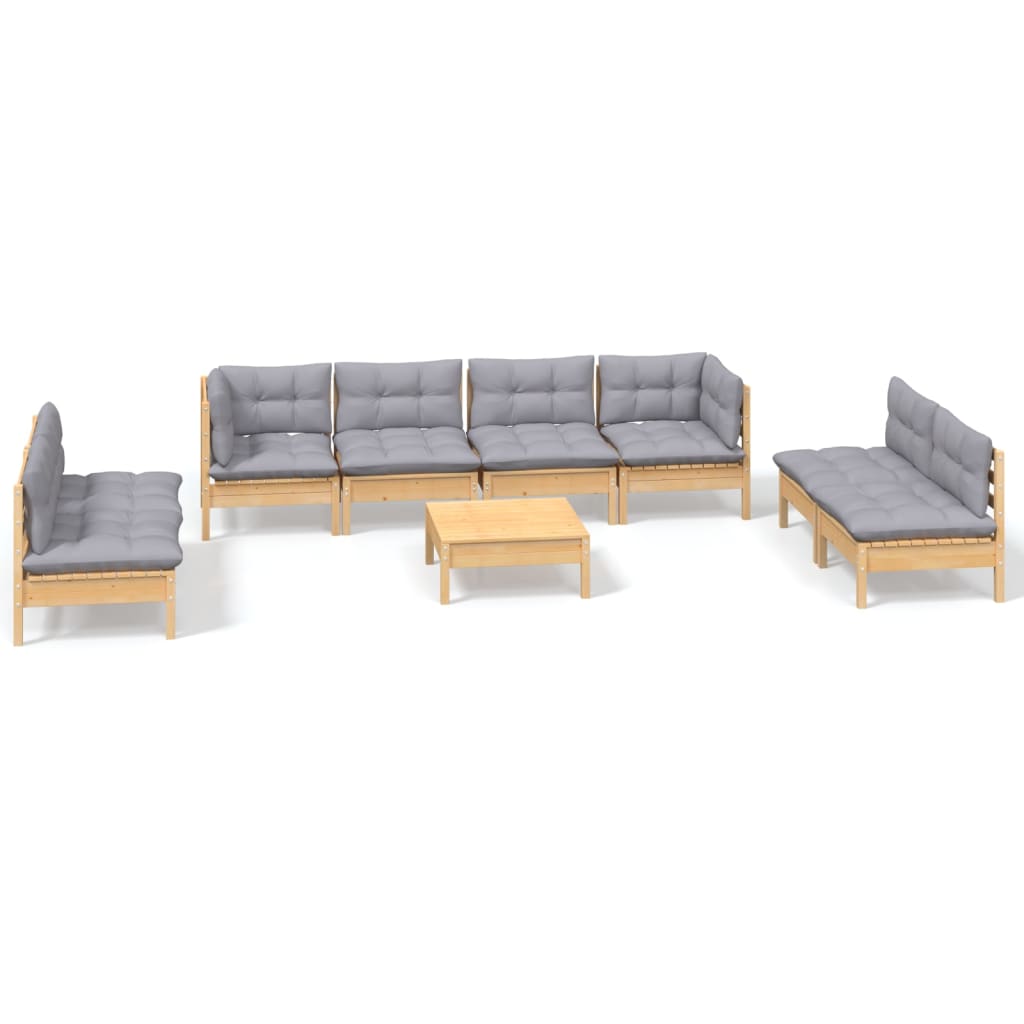 vidaXL Ensemble de salon 9 pièces avec des coussins gris à Grenenhout
