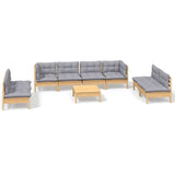 vidaXL Ensemble de salon 9 pièces avec des coussins gris à Grenenhout
