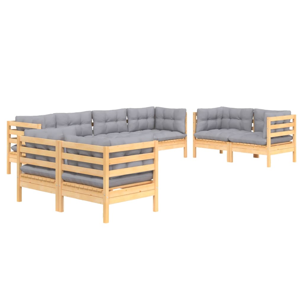 vidaXL Ensemble de salon 8 personnes avec des coussins gris à vert