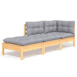vidaXL Ensemble de salon 3 personnes avec des coussins gris massifs à Grenenhout