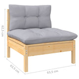 vidaXL Ensemble de salon 3 personnes avec des coussins gris massifs à Grenenhout