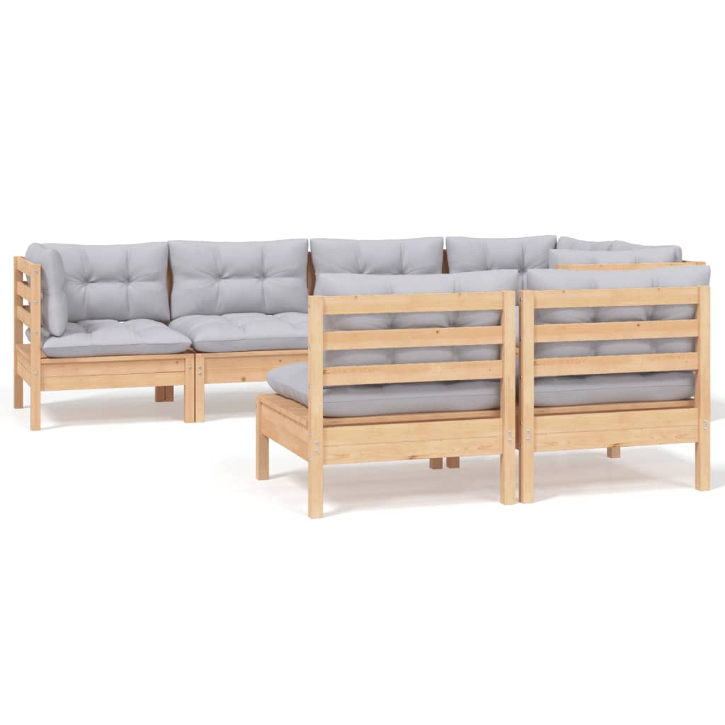 vidaXL Ensemble de salon 7 pièces avec des coussins gris à vert