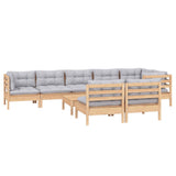 vidaXL Ensemble de salon 9 personnes avec des coussins gris massifs à Grenenhout
