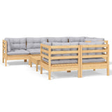 vidaXL Ensemble de salon 8 personnes avec des coussins gris massifs à Grenenhout