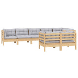 vidaXL Ensemble de salon 8 personnes avec des coussins gris massifs à Grenenhout