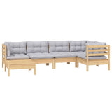 vidaXL Ensemble de salon 6 personnes avec des coussins gris massifs à Grenenhout