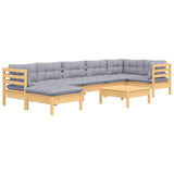 vidaXL Ensemble de salon 8 personnes avec des coussins gris massifs à Grenenhout