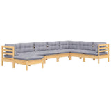 vidaXL 8-delige Loungeset met grijze kussens grenenhout