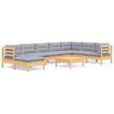 vidaXL Ensemble de salon 9 personnes avec des coussins gris massifs à Grenenhout