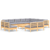 vidaXL Ensemble de salon 13 personnes avec des coussins gris massifs à Grenenhout