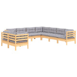 vidaXL Ensemble de salon 9 personnes avec des coussins gris massifs à Grenenhout