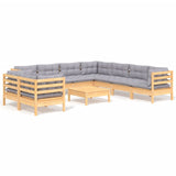 vidaXL Ensemble de salon 10 personnes avec des coussins gris massifs à Grenenhout