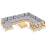 vidaXL Ensemble de salon 11 personnes avec coussins gris vert