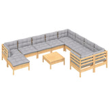 vidaXL Ensemble de salon 11 personnes avec coussins gris vert