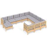 vidaXL Ensemble de salon 11 personnes avec coussins gris vert