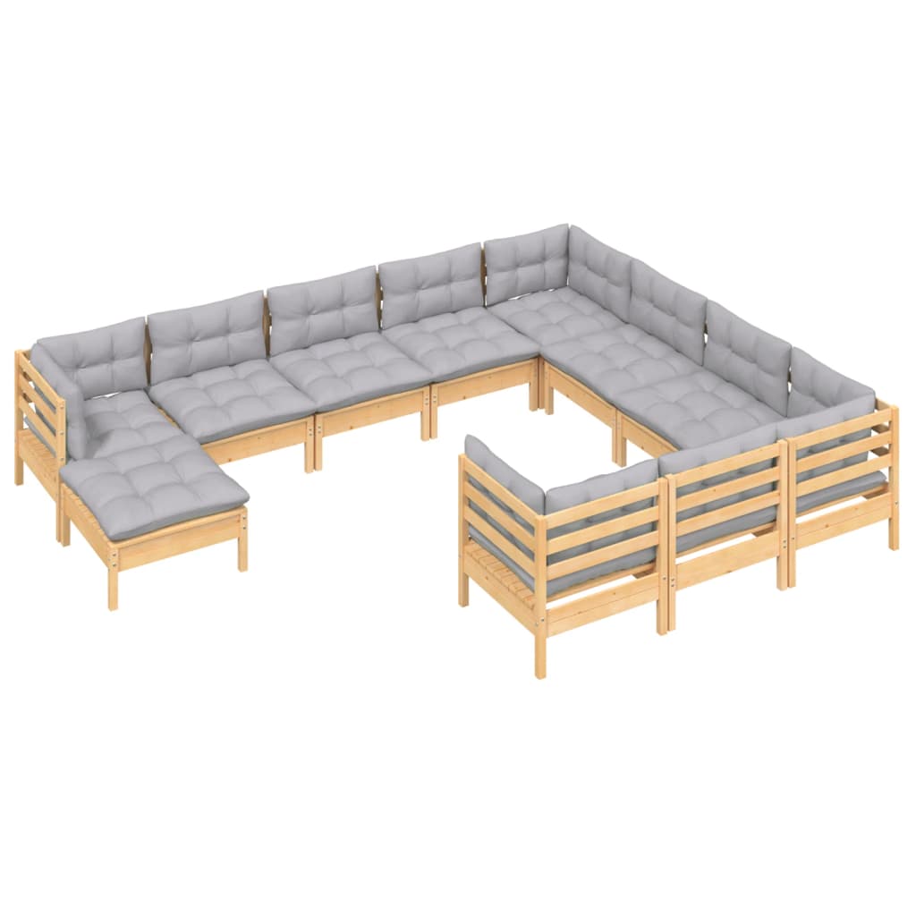 vidaXL Ensemble de salon 11 personnes avec coussins gris vert