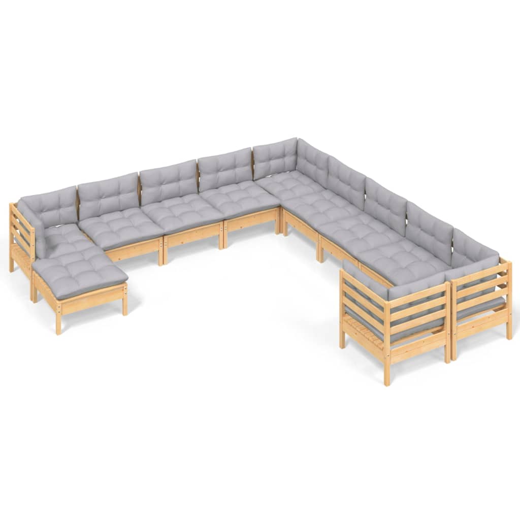 vidaXL Ensemble de salon 11 personnes avec coussins gris vert