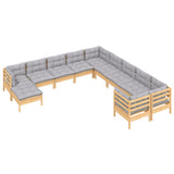 vidaXL Ensemble de salon 11 personnes avec coussins gris vert