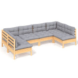 vidaXL Ensemble de salon 6 personnes avec des coussins gris massifs à Grenenhout
