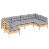 vidaXL Ensemble de salon 6 personnes avec des coussins gris massifs à Grenenhout