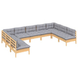 vidaXL Ensemble de salon 9 personnes avec des coussins gris massifs à Grenenhout