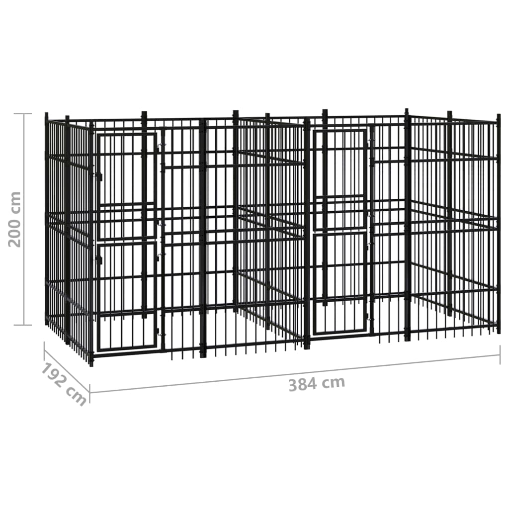 vidaXL Hondenkennel 7,37 m² staal