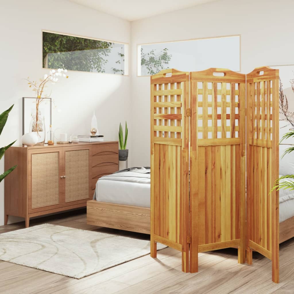 vidaXL Chambre à coucher avec 3 panneaux 121,5x2x115 cm acacia massif