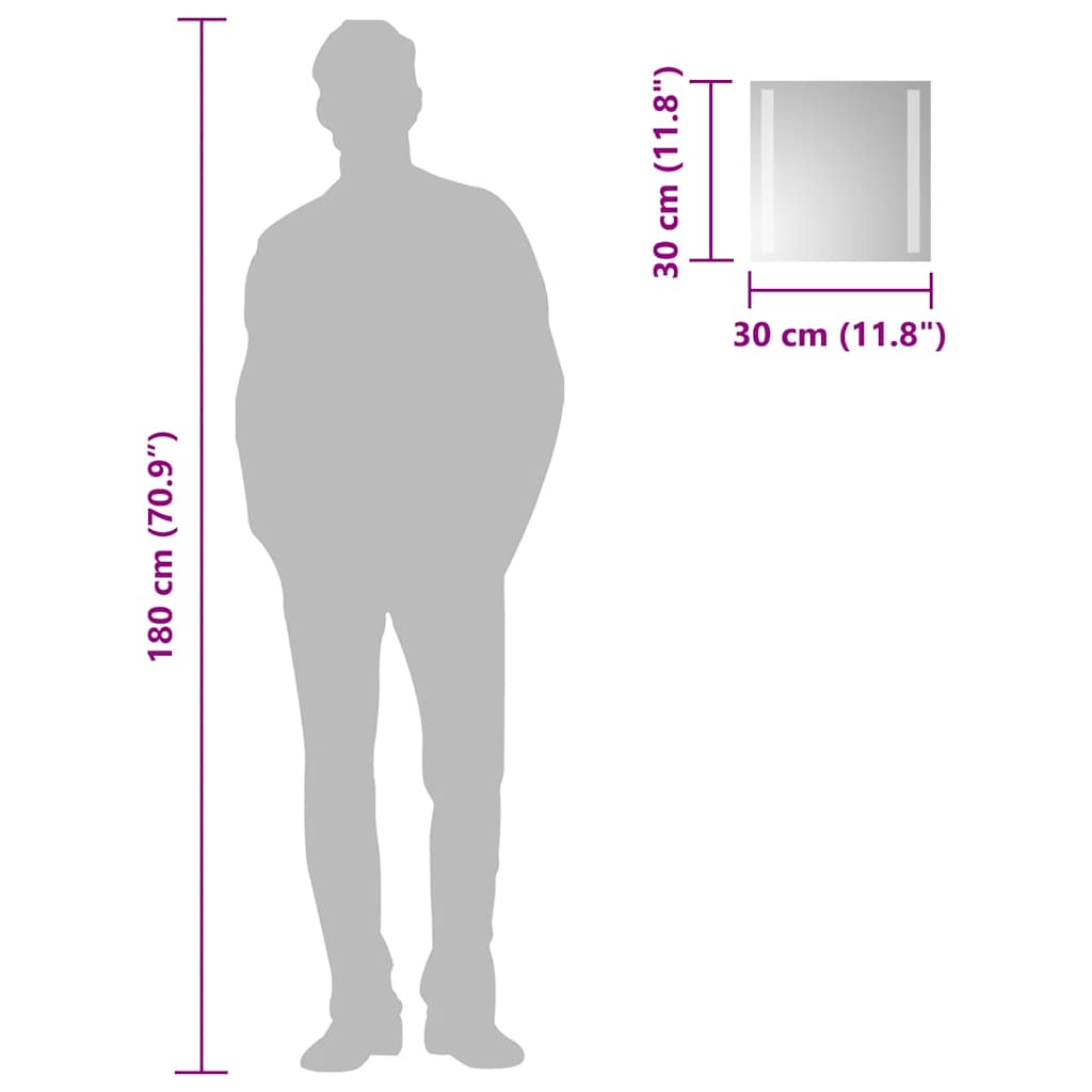 vidaXL Bathroom Mirror LED 30x30 cm