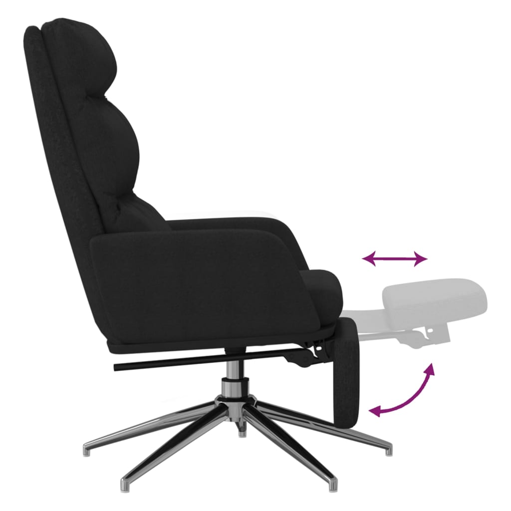 vidaXL Relaxstoel met voetensteun stof zwart