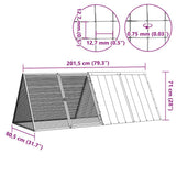 vidaXL Rabbit Hutch 201.5x80.5x71 cm galvanized steel anthracite