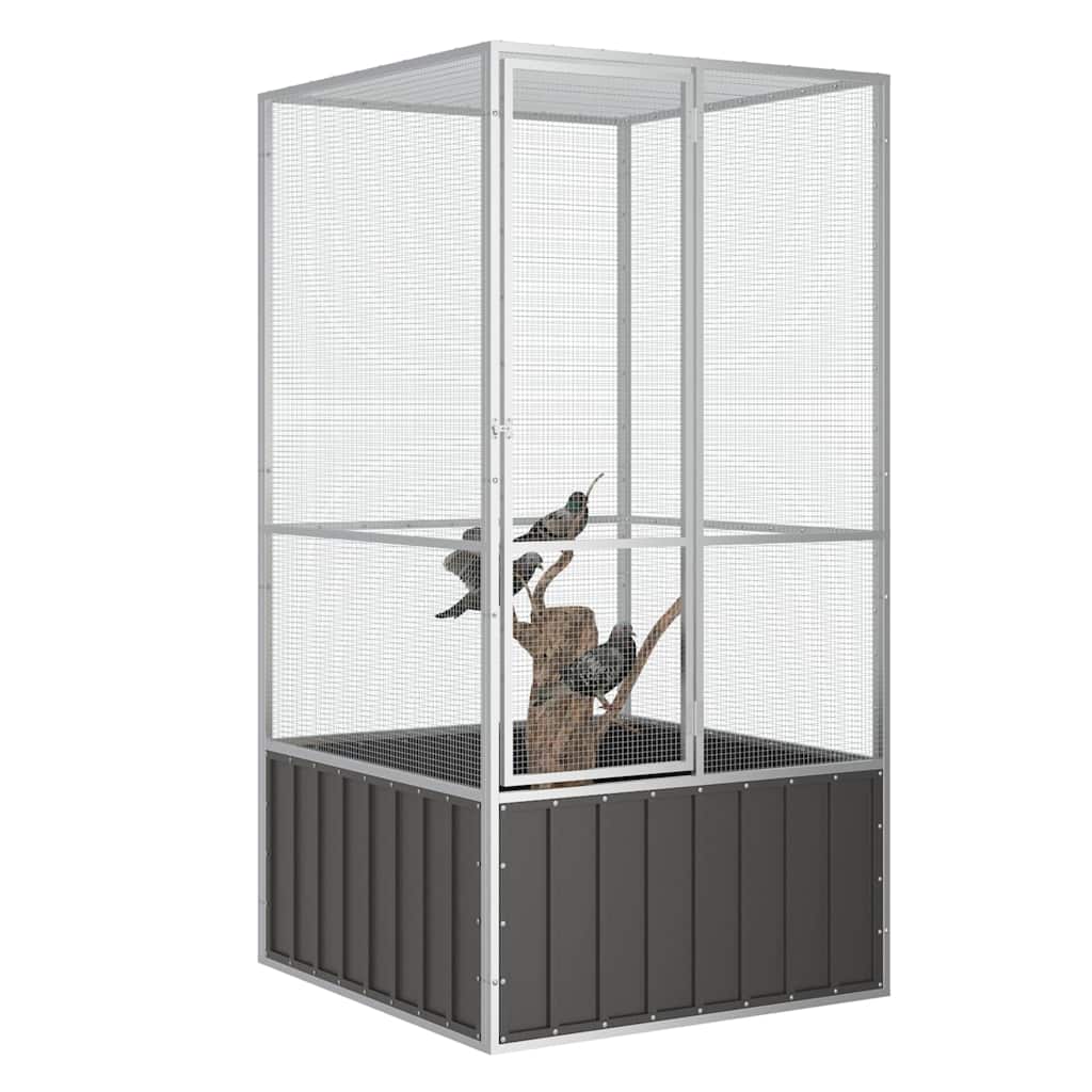 vidaXL Aviary 111x107x211.5 cm galvanized steel anthracite