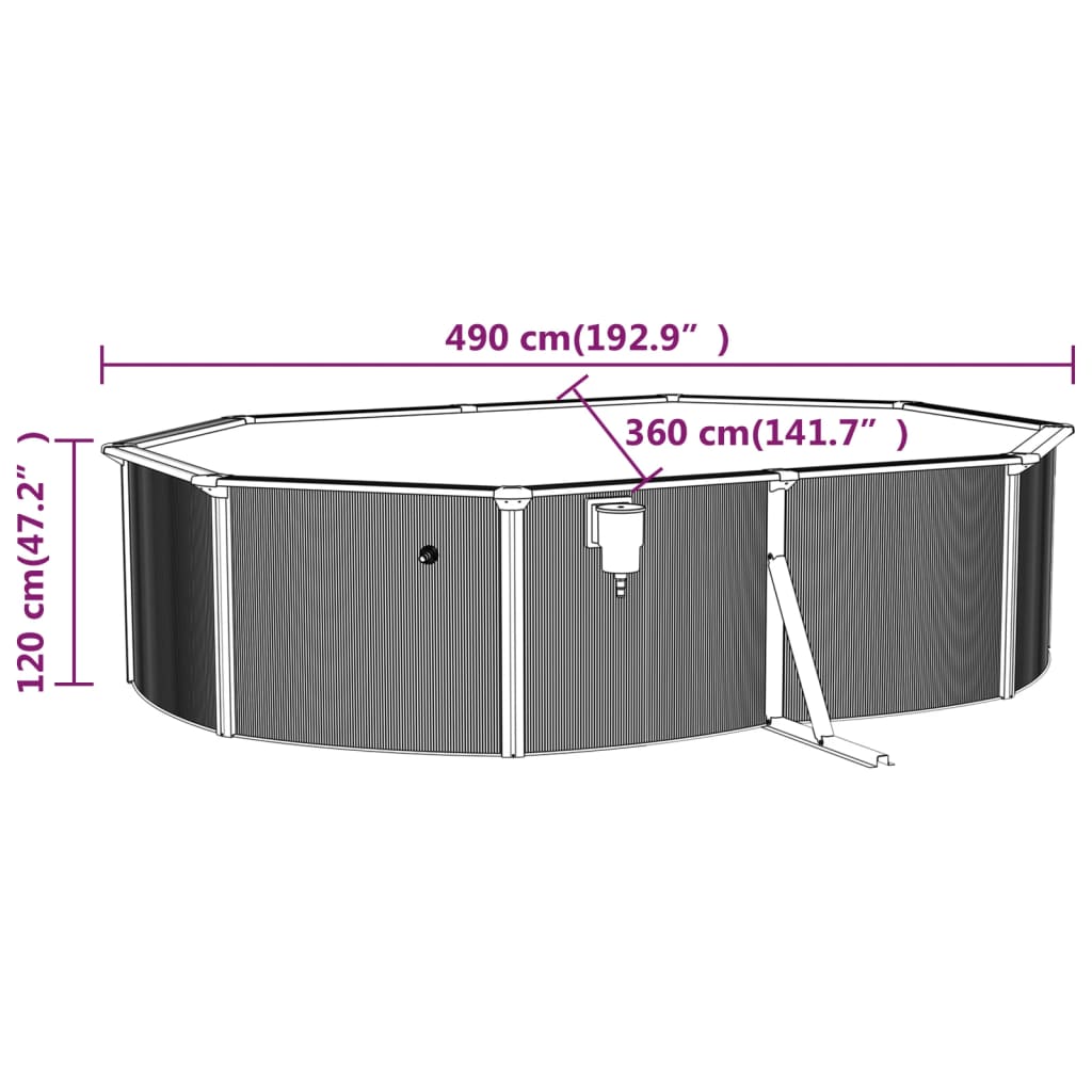 vidaXL Swimming Pool with Safety Ladder 490x360x120 cm