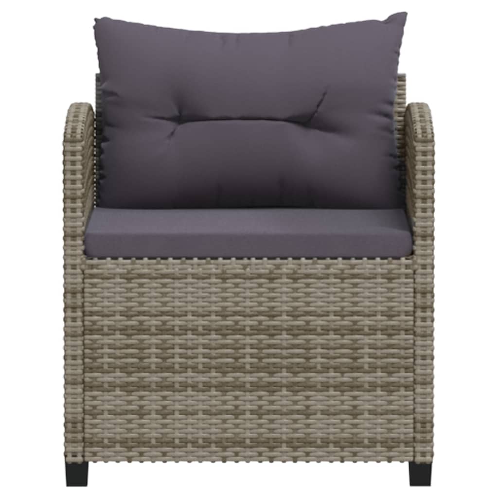 vidaXL 3-delige Loungeset met kussens poly rattan grijs