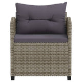 vidaXL 3-delige Loungeset met kussens poly rattan grijs