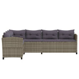 vidaXL 3-delige Loungeset met kussens poly rattan grijs