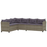 vidaXL 3-delige Loungeset met kussens poly rattan grijs