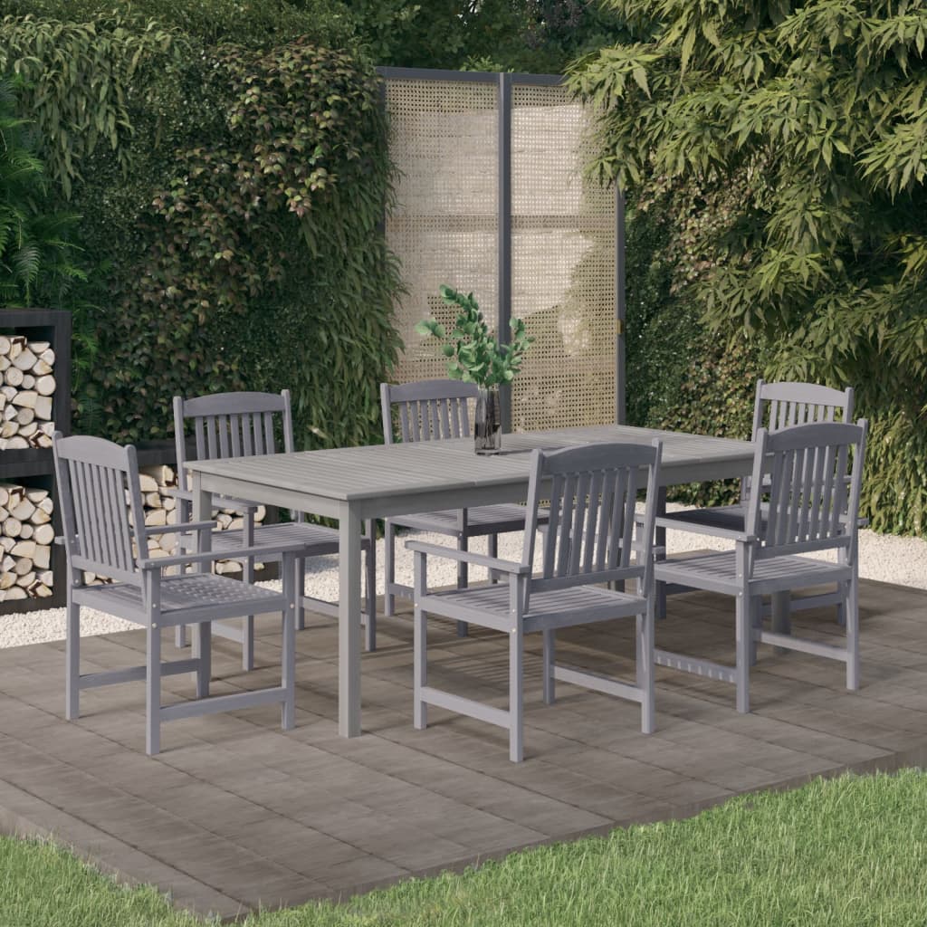 vidaXL 7-delige Tuinset massief acaciahout grijs