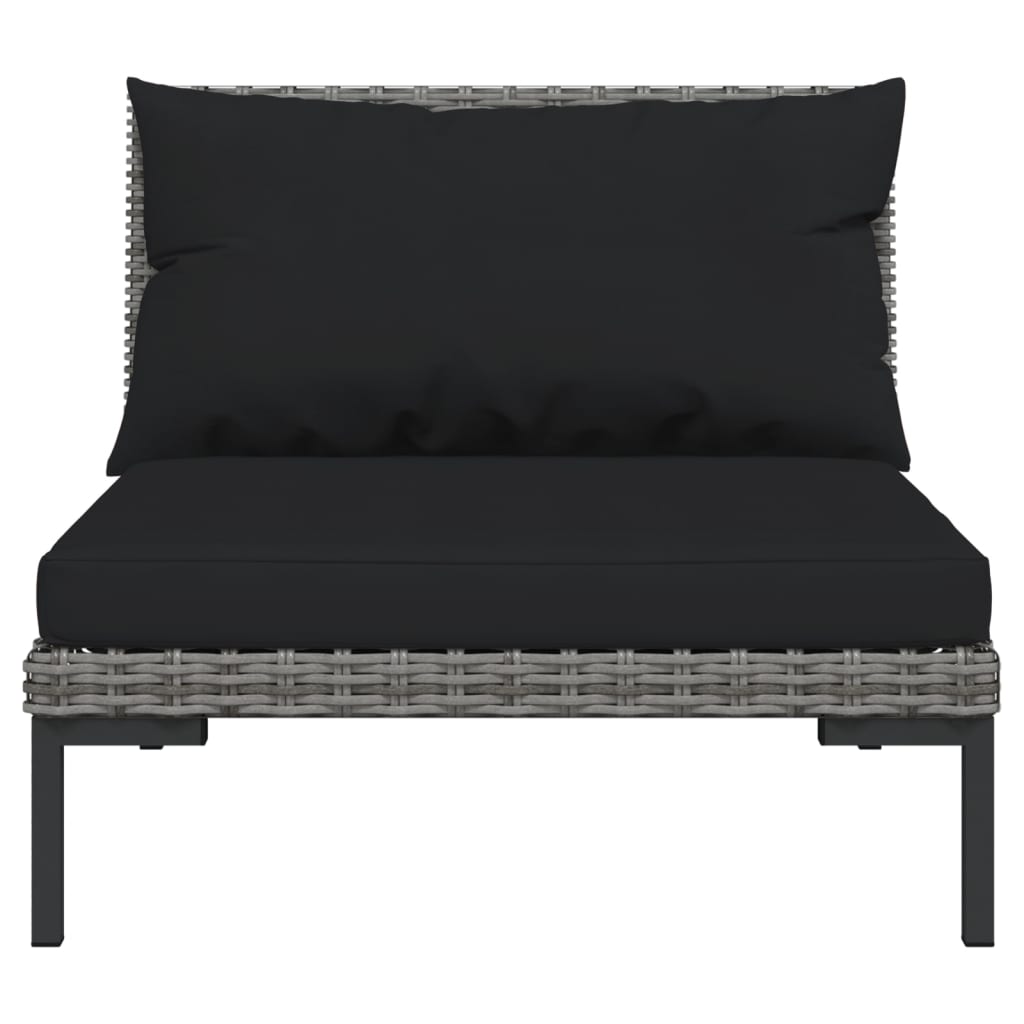 vidaXL 4-delige Loungeset met kussens poly rattan donkergrijs