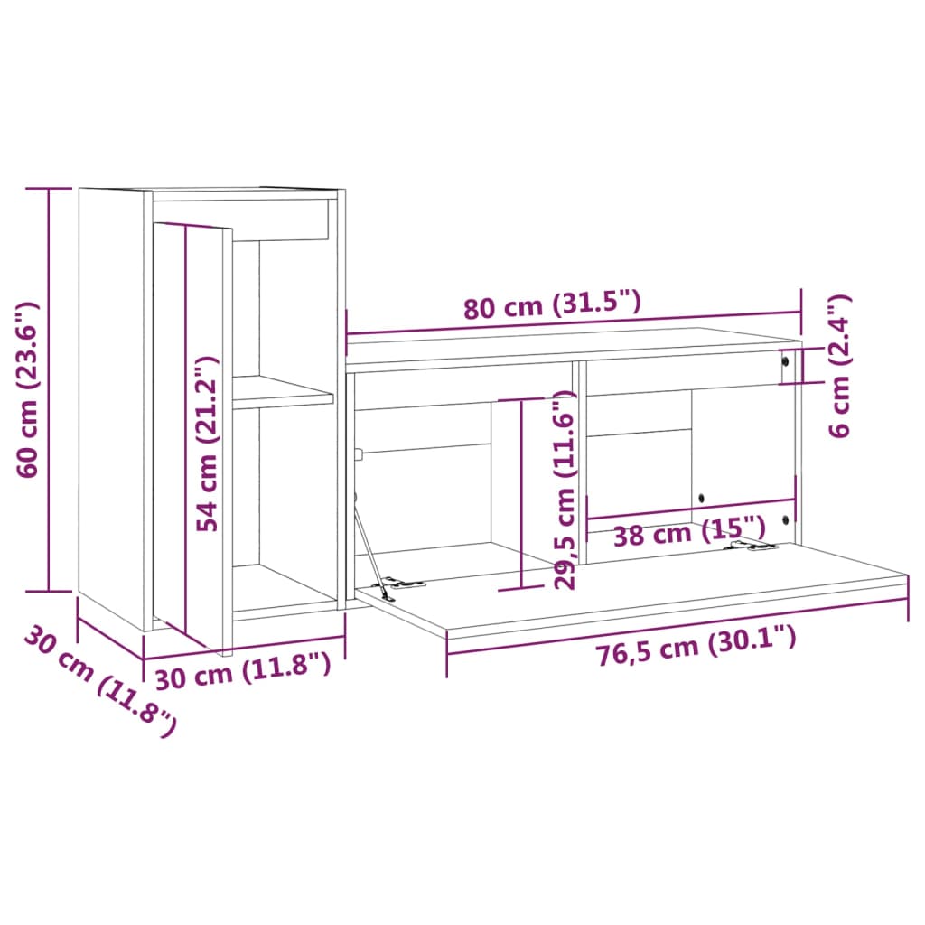 vidaXL TV Cabinets 2 pcs solid pine wood