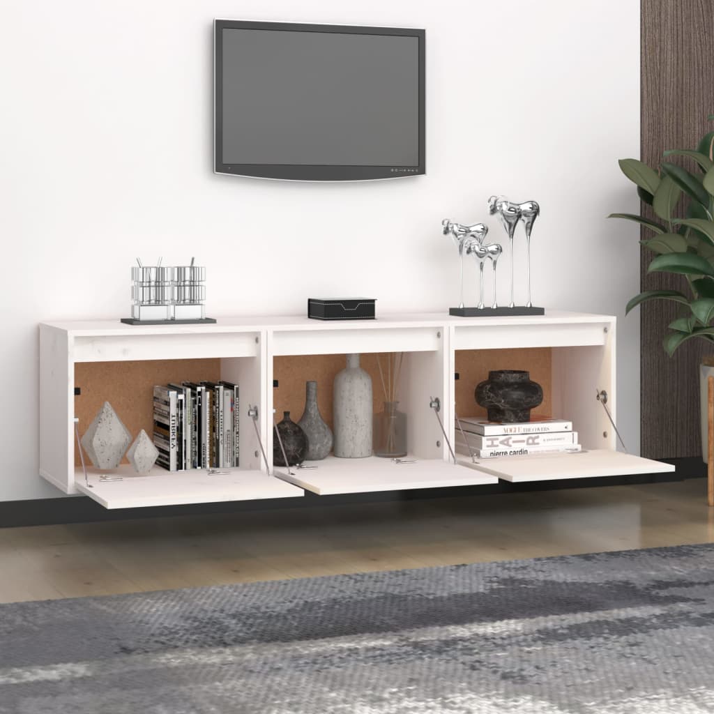vidaXL TV Cabinets 3 pcs solid pine wood white