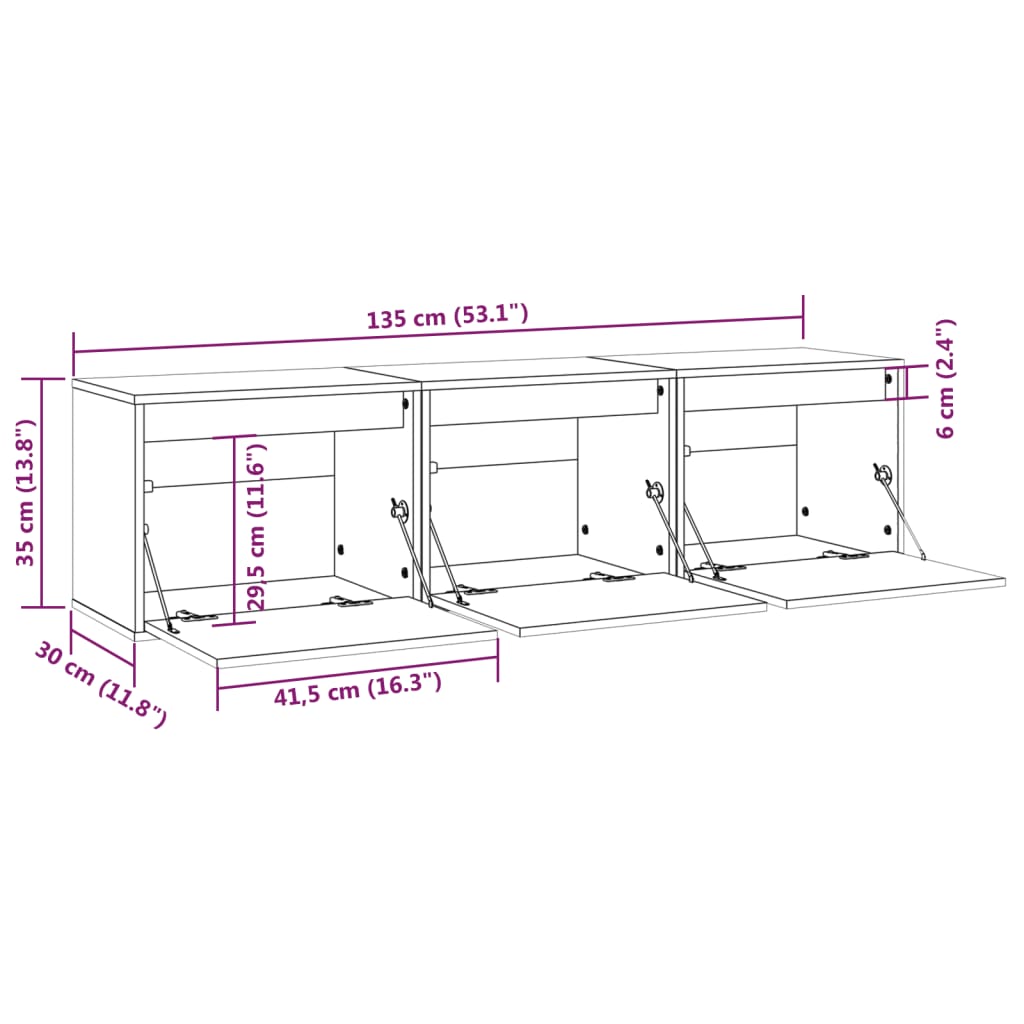 vidaXL TV Cabinets 3 pcs solid pine wood white