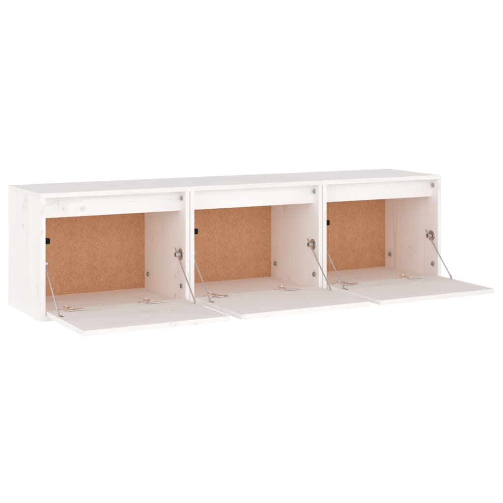 vidaXL TV Cabinets 3 pcs solid pine wood white