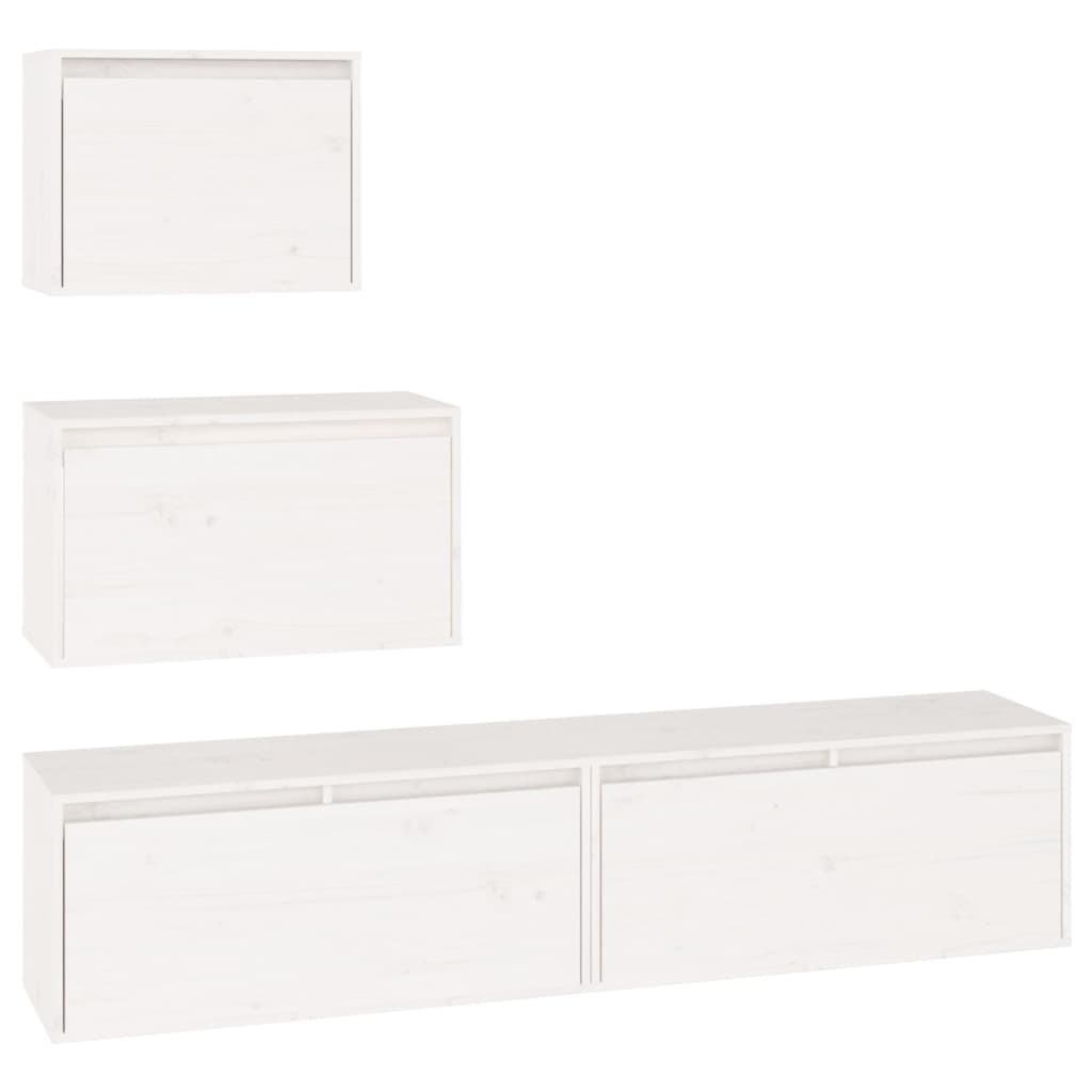 vidaXL TV Cabinets 4 pcs solid pine wood white