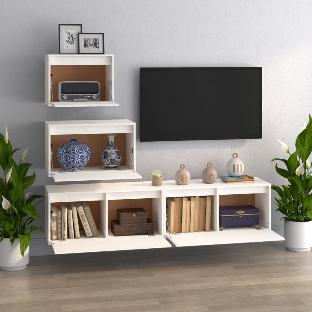 vidaXL TV Cabinets 4 pcs solid pine wood white