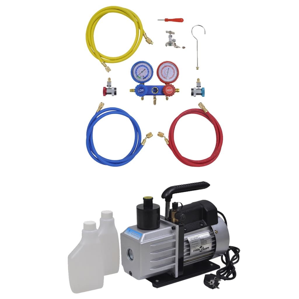 vidaXL Vacuum Pump 50 L/min with 2-Gauge Manifold Set