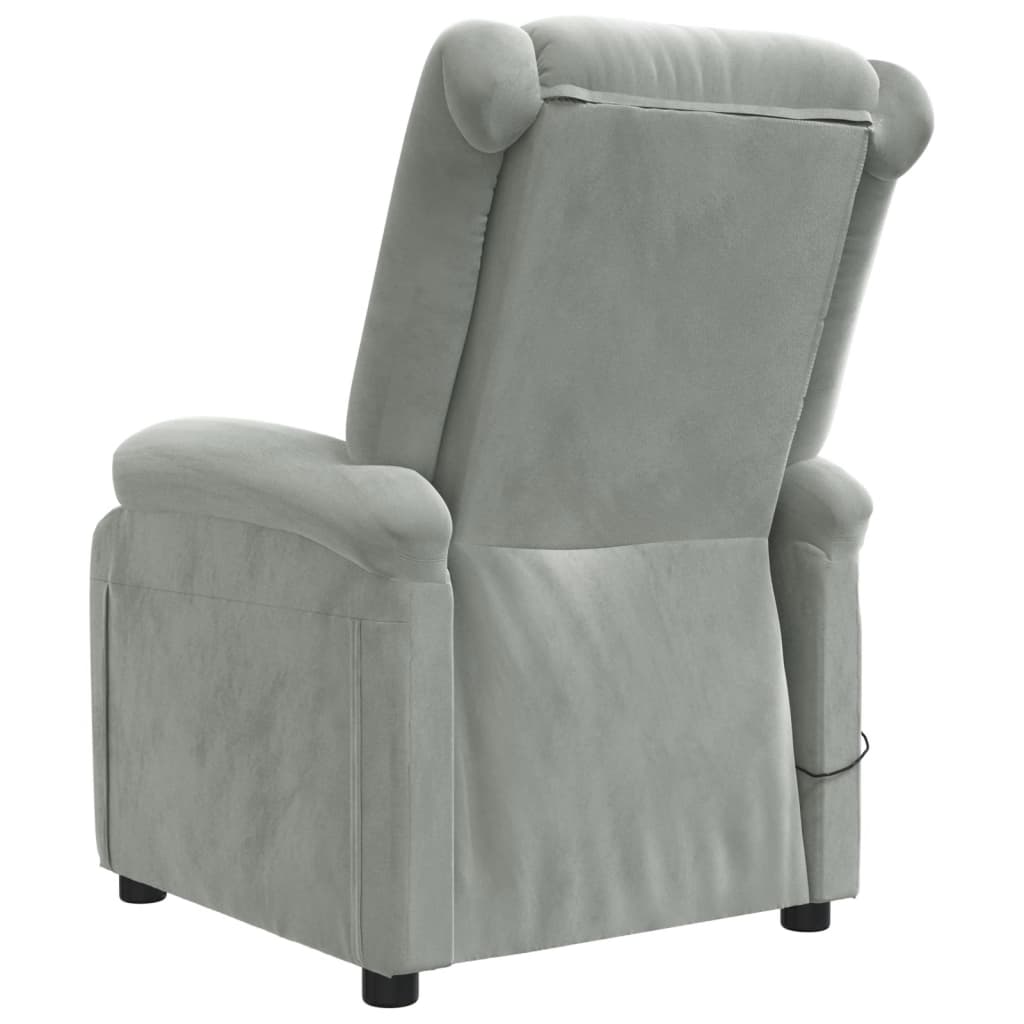 vidaXL Electric Massage Recliner Velvet Light Grey