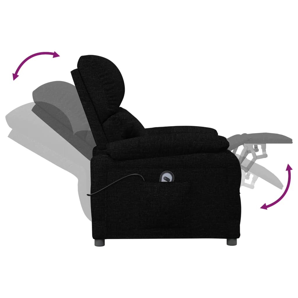 vidaXL Fauteuil verstelbaar elektrisch stof zwart