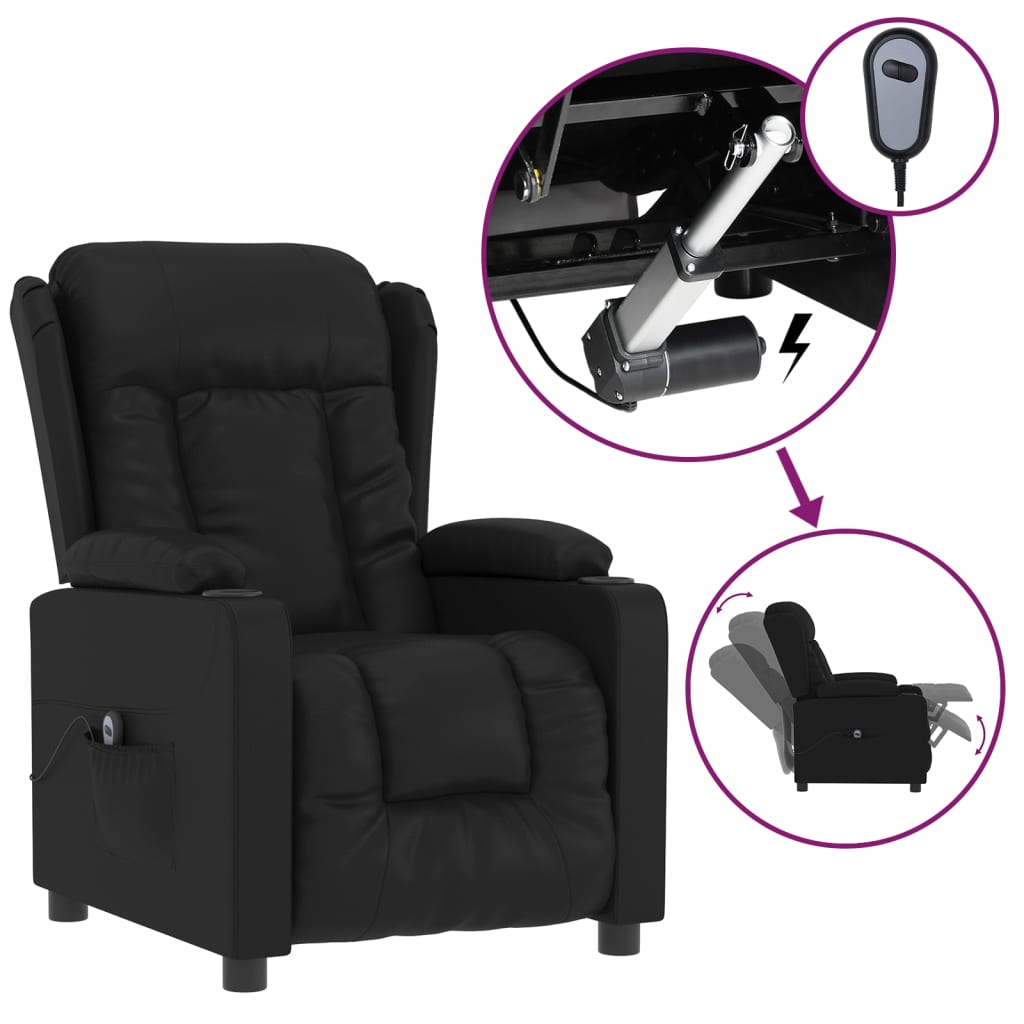 vidaXL Fauteuil elektrisch verstelbaar kunstleer zwart
