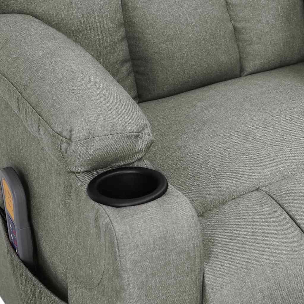 vidaXL Massagestoel elektrisch stof lichtgrijs